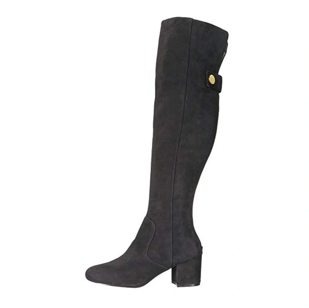 Chic Nine West Black Soft Suede OTK Boots